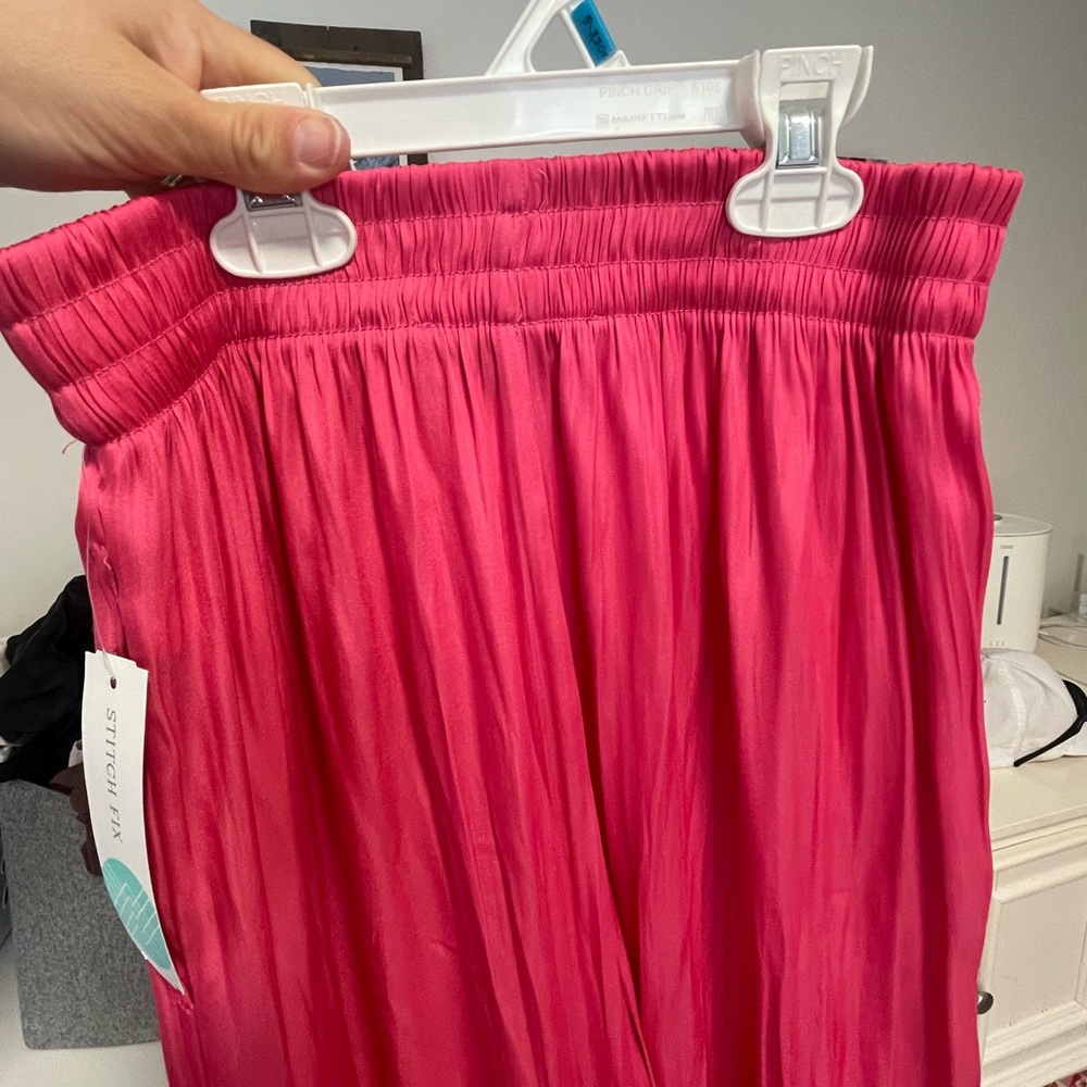 Brand new hot pink flowy shiny pants